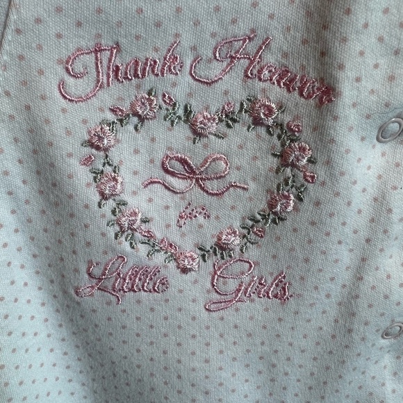 Little Me Pink and White Footie One Piece “Thank Heaven for Little Girls” 6M - Picture 2 of 6
